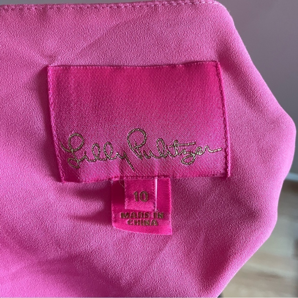 Lilly Pulitzer Martha Pink Stretch Ruffle Midi Short Sleeve Dress EUC Size 10 - Picture 8 of 11
